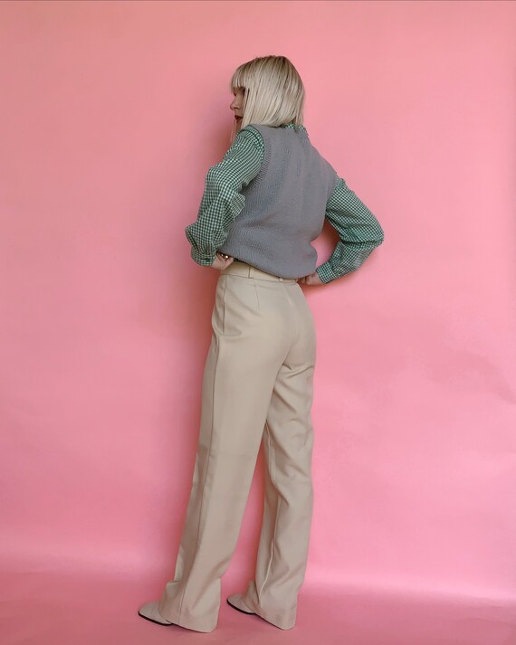 Vintage 70s Beige High Waist Pants - image 2