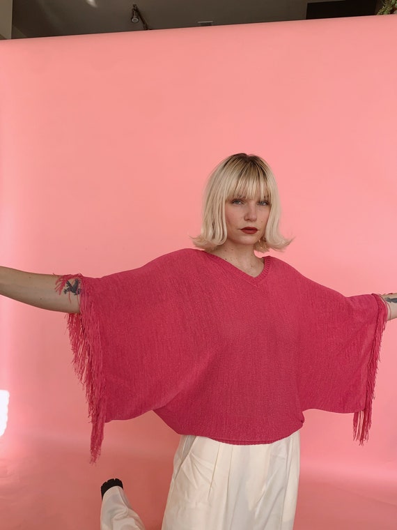 Vintage Slinky Pink Fringe Knit