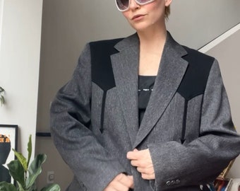 VTG Grey/Black Western Blazer