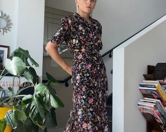 Conjunto de falda floral Moody de Liz Claiborne, estilo vintage de los años 90.