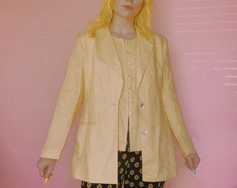 90s Yellow Linen Blazer