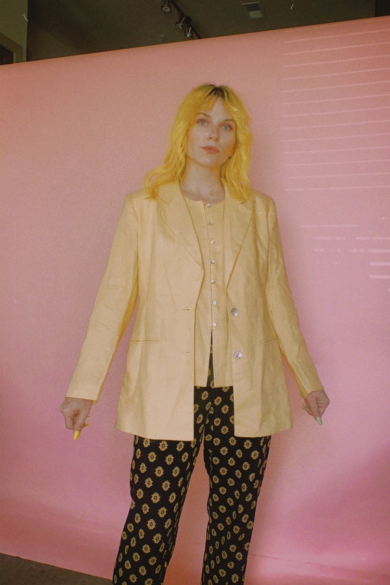 90s Yellow Linen Blazer