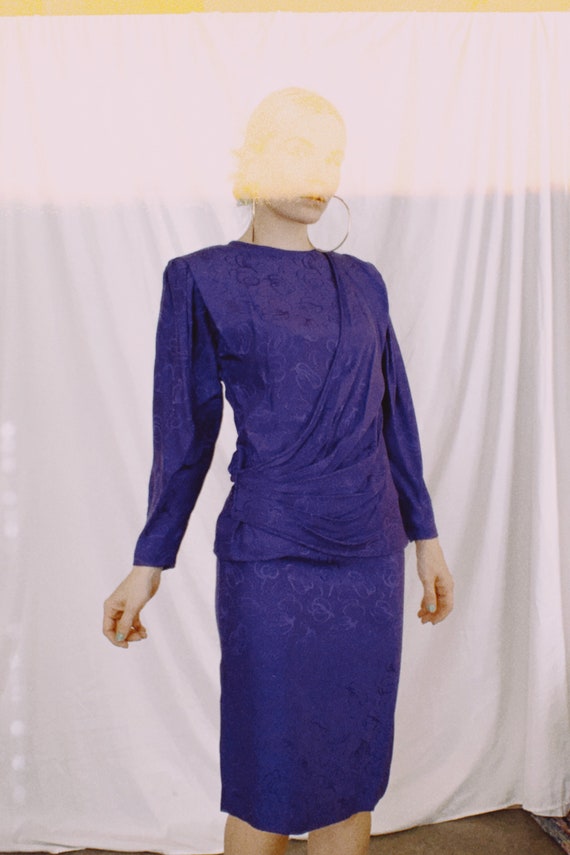 Vintage 80s | Violet Silk Skirt Set