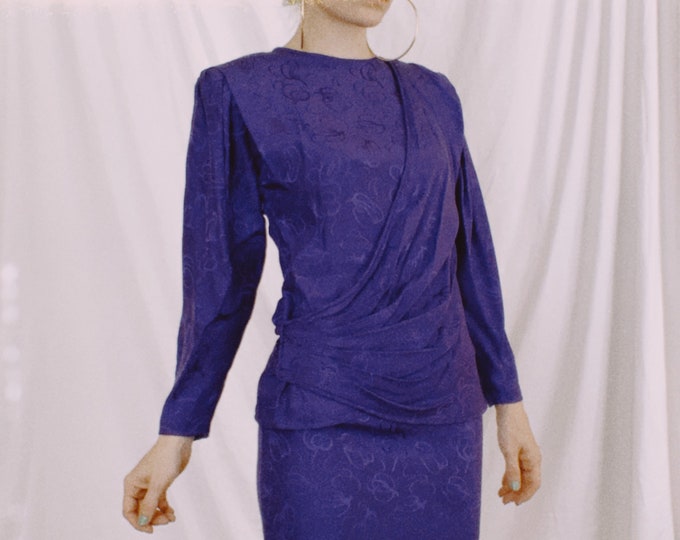 Vintage 80s | Violet Silk Skirt Set