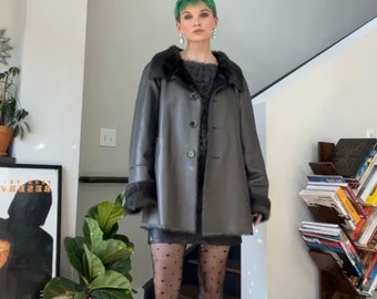 VTG Y2K Faux Suede / Faux Fur Lined Coat