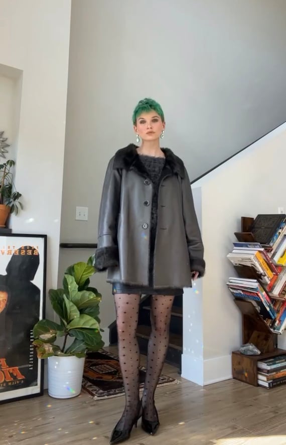 VTG Y2K Faux Suede / Faux Fur Lined Coat