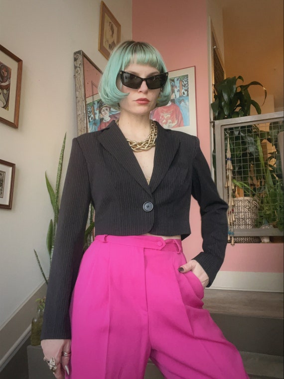 VTG Y2K Cropped Striped Blazer
