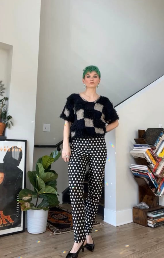 VTG Black and White Polka Dot Cigarette Pants