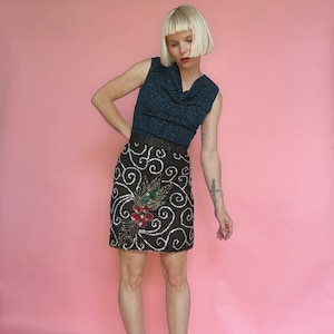 VTG 80s Deadstock Silk Sequined Mini