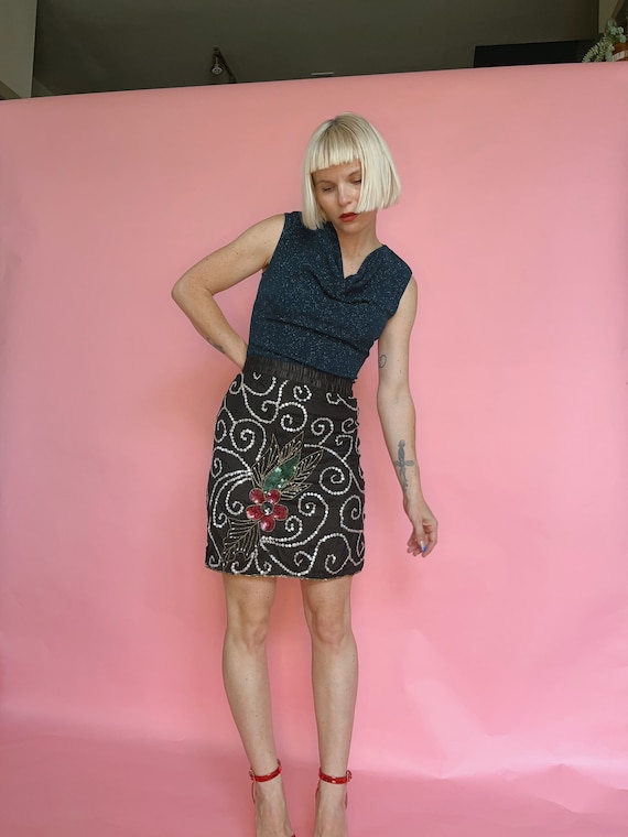 VTG 80s Deadstock Silk Sequined Mini