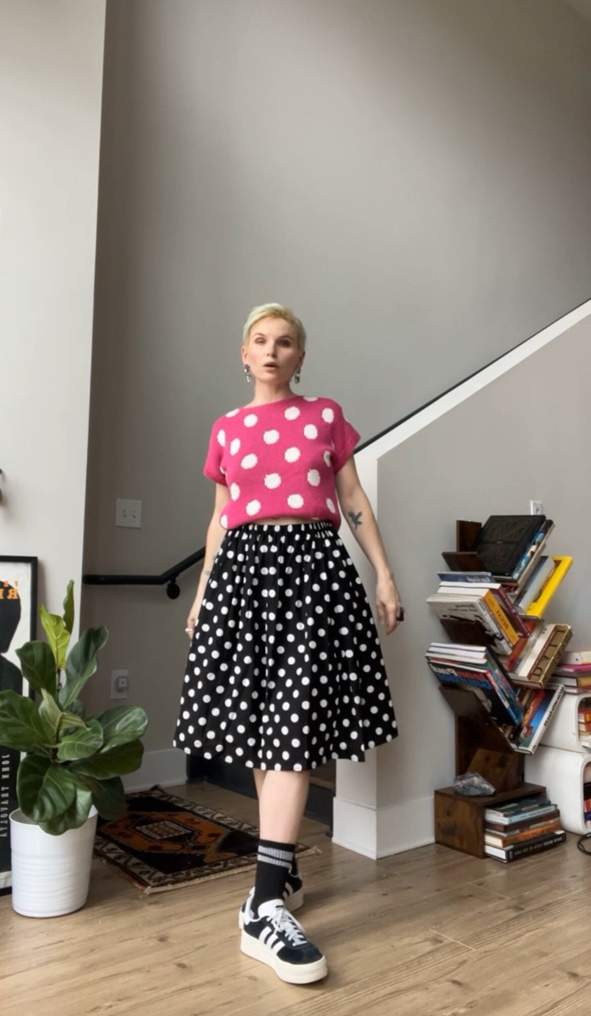 Black and white polka dot skirt clearance