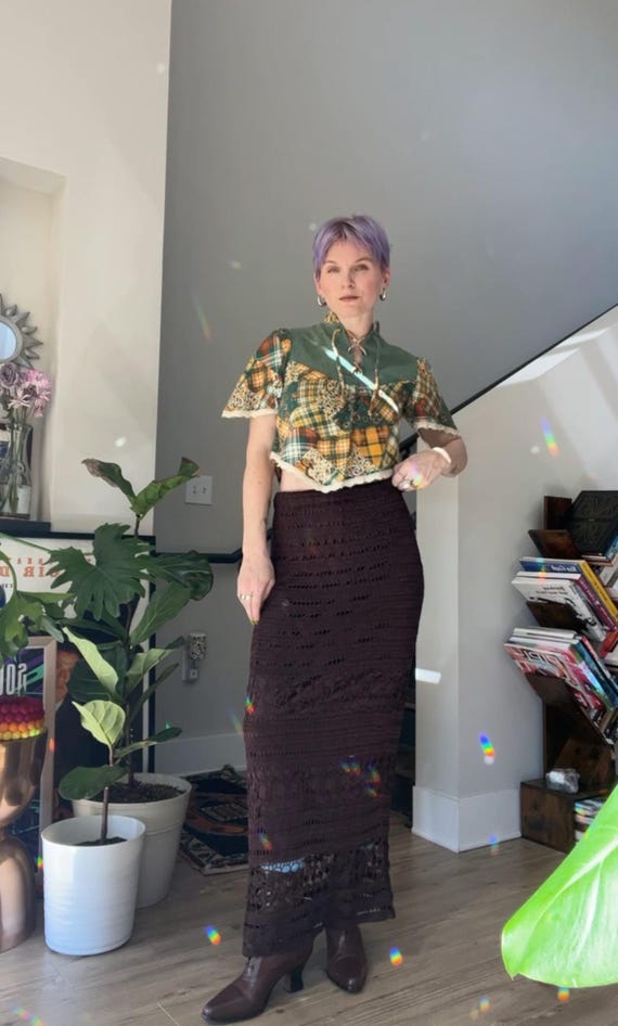 VTG 70s Handmade Patchwork Crop Top - image 2