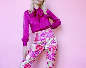 Vintage Floral Print Trousers