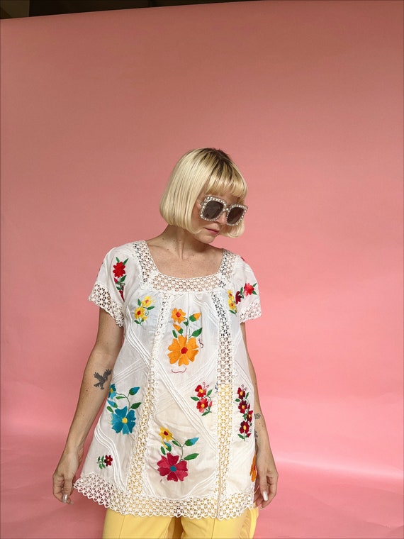 Vintage 70s Handmade Embroidered Tunic