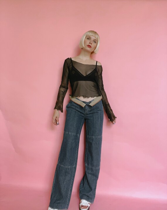 Vintage DKNY JEANS Fold Over Wide Leg Jeans