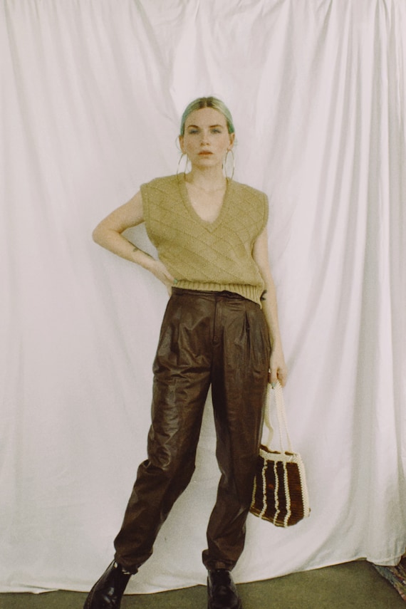 Vintage 80s | Chocolate Leather Trousers