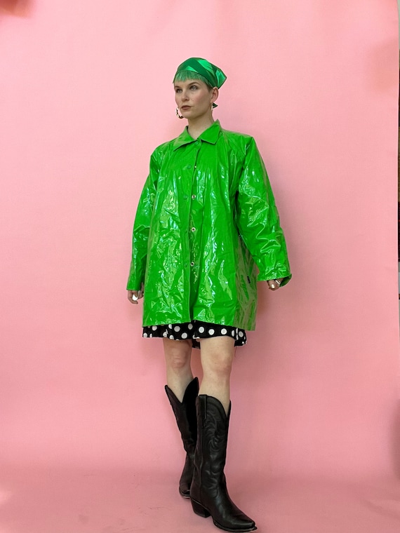 VTG 90s Does 60s Totes Rainworks Green Raincoat Etsy