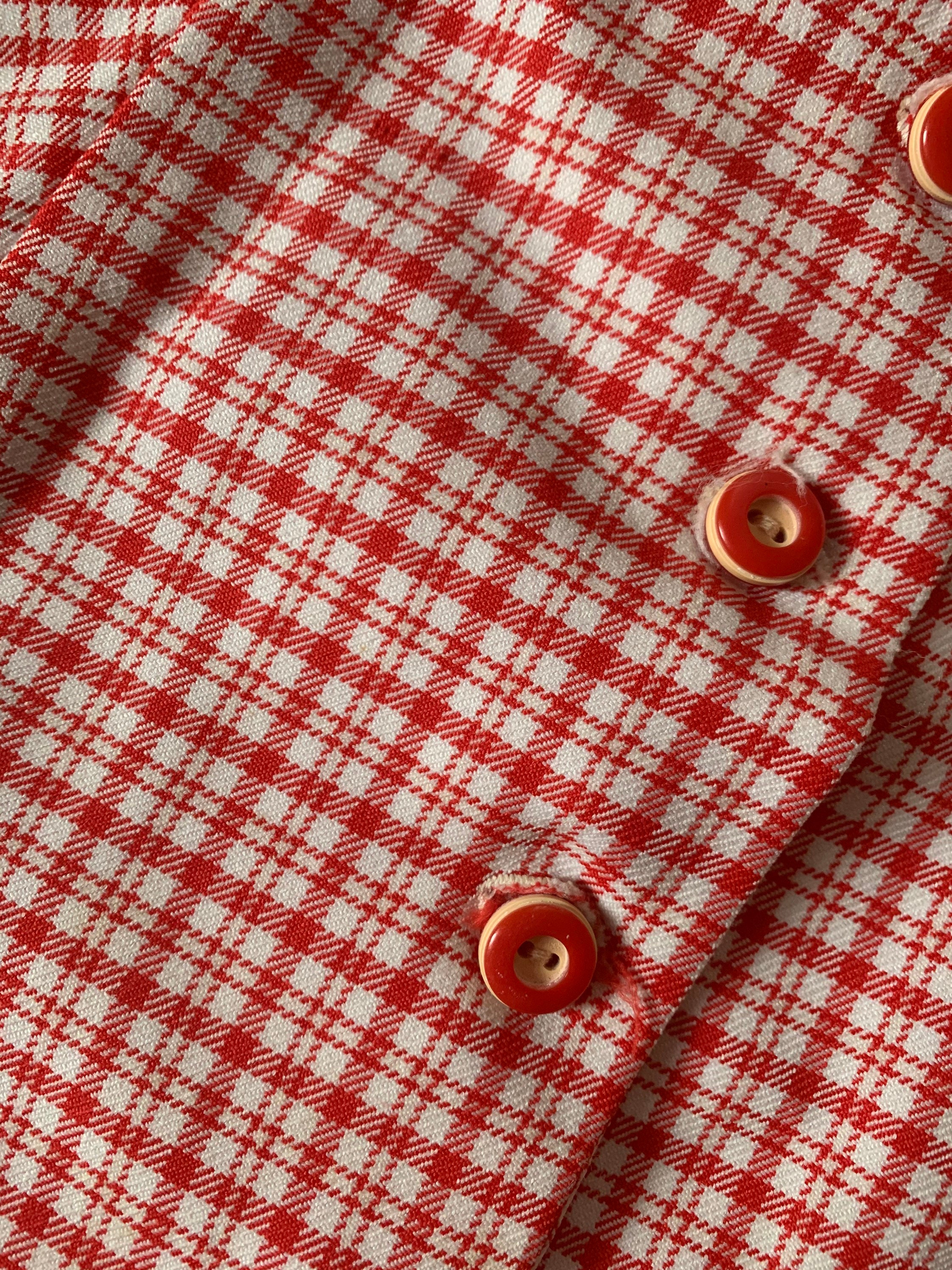 Vintage 70s | Red and White Plaid Waistcoat