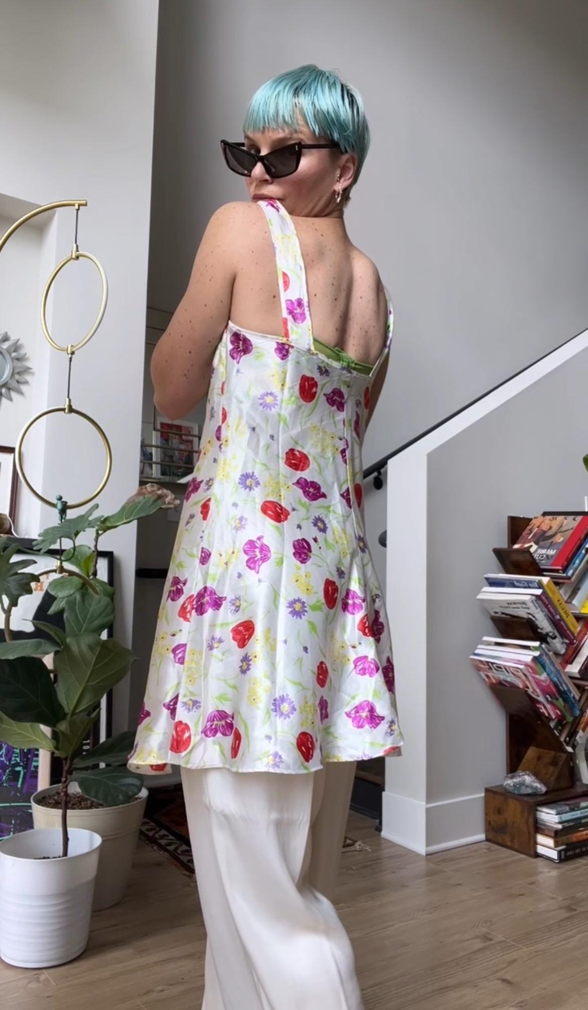 VTG 90s Floral Satin Slip Dress
