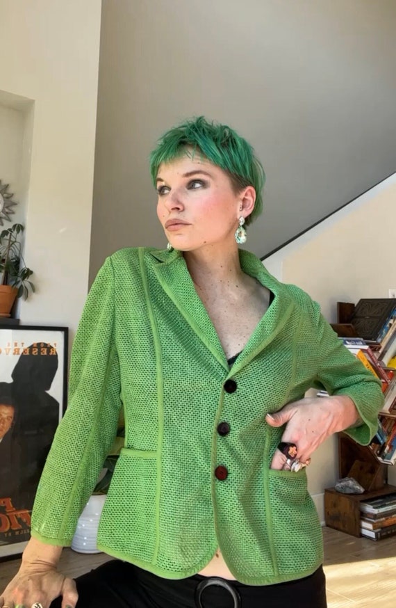 VTG 90s Anne Klein Green Mesh Blazer