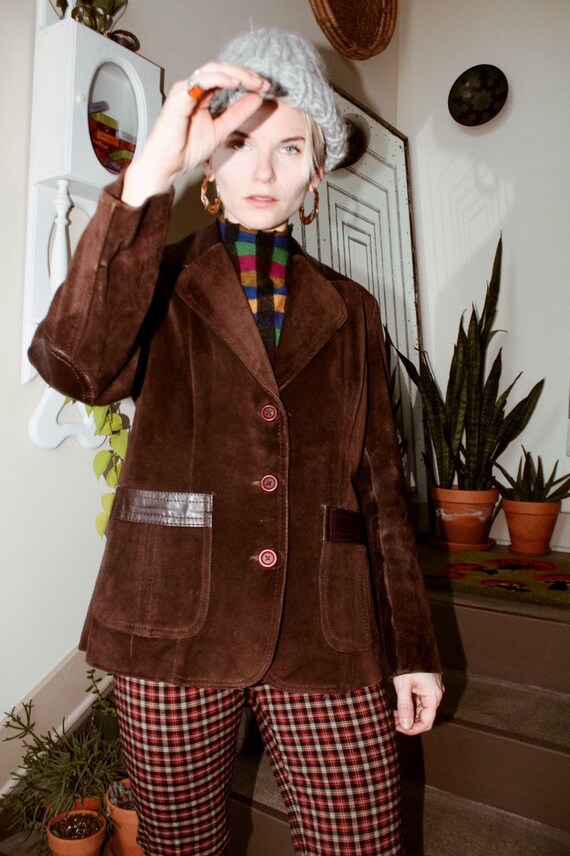 70s Brown Suede/Leather Blazer