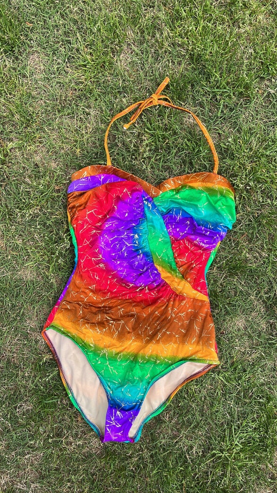 VTG 80s Carol Wíor Rainbow Swimsuit