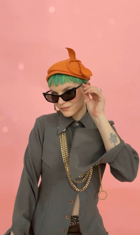 VTG 50s Orange Nannette Chapeau Hat