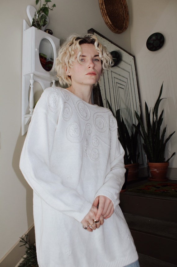 Beaded White Sweater