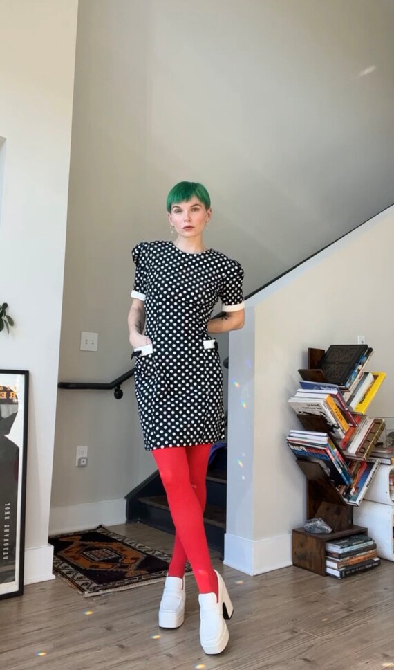 VTG 90s ‘My Michelle’ Polka Dot Bow Mini Dress - image 3