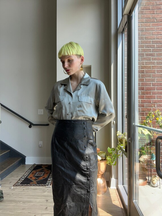 VTG Silver Silk Satin Blouse
