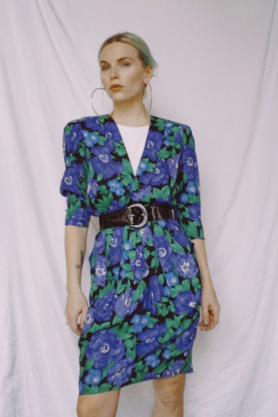 Vintage 80s | Belted Floral Dress