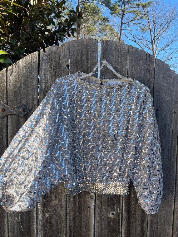 VTG 70s St. Martin Silver Sequin Top