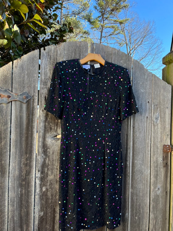 VTG 80s Beaded Silk Mini - image 3