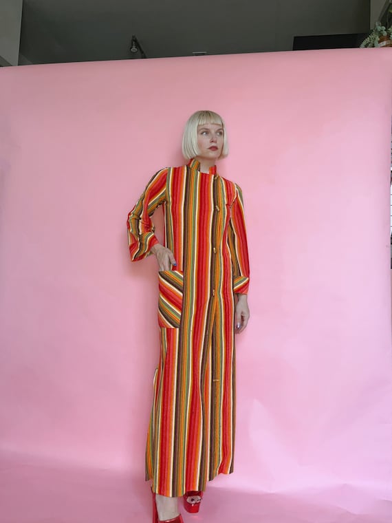 VTG 60s Rainbow Stripe Terrycloth Dress