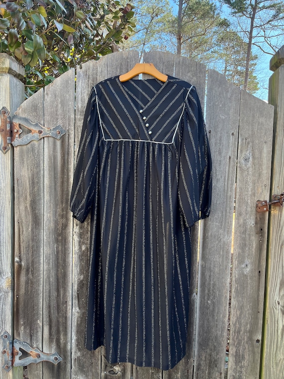 VTG 70s Black/Silver Muumuu Dress - image 2