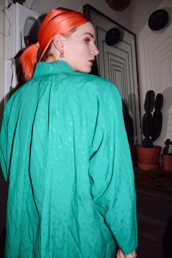 80s Turquoise Windbreaker Coat - image 3