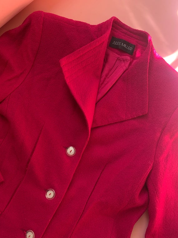 Vintage Magenta Wool Blazer - image 3