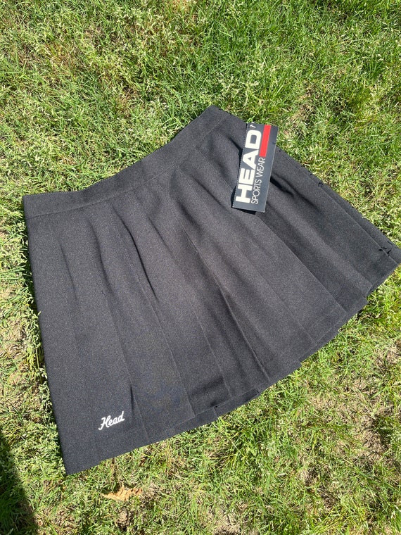 VTG 90s Deadstock HEAD Sportswear Black Pleated Mini Skirt