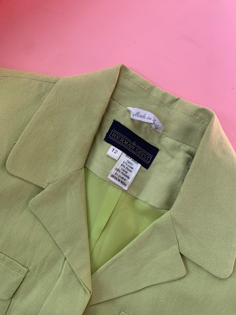 Vintage 90s Linen Blend Cropped Jacket image 3