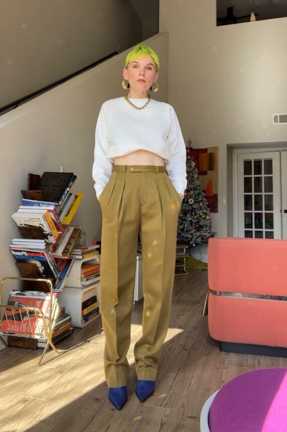 VTG 70s Olive High Rise Wool Trousers