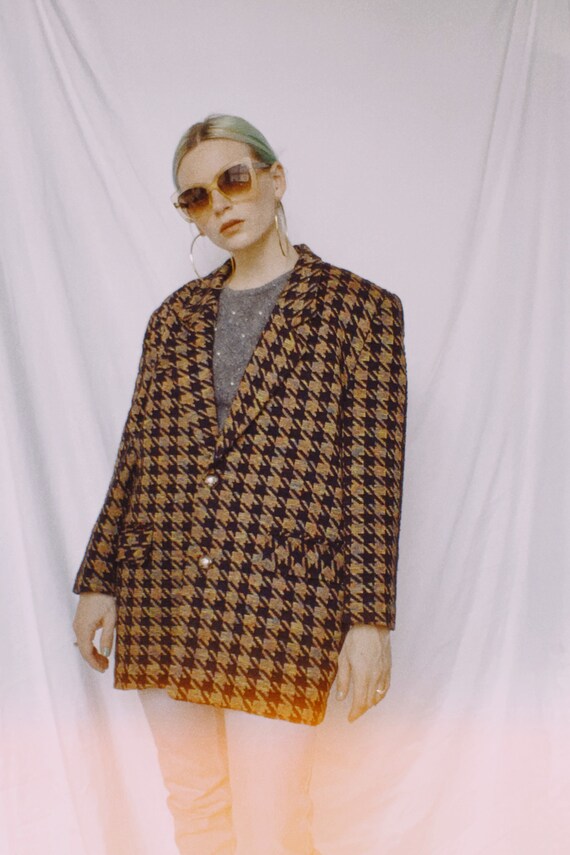 Vintage 90s | Rainbow Houndstooth Blazer