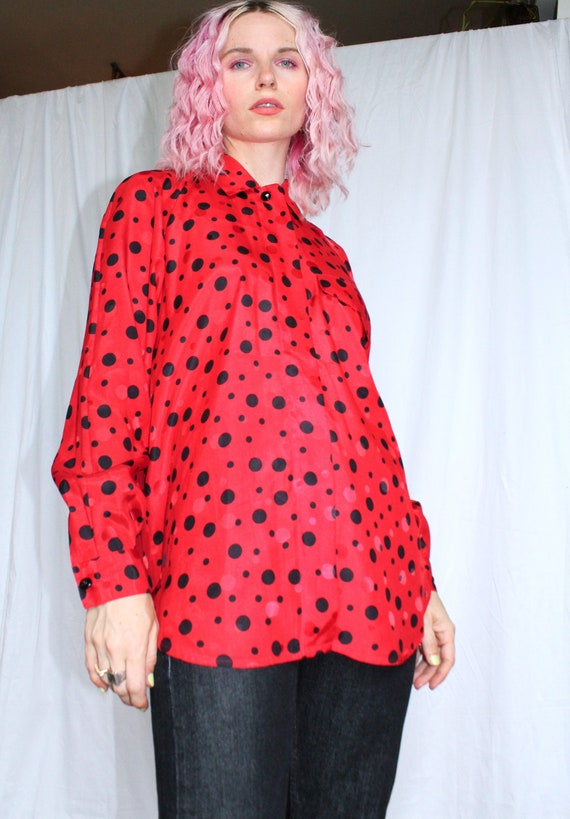 Vintage 80s | Red Dot Blouse