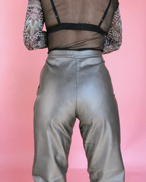 VTG 90s Silver Leather Pants