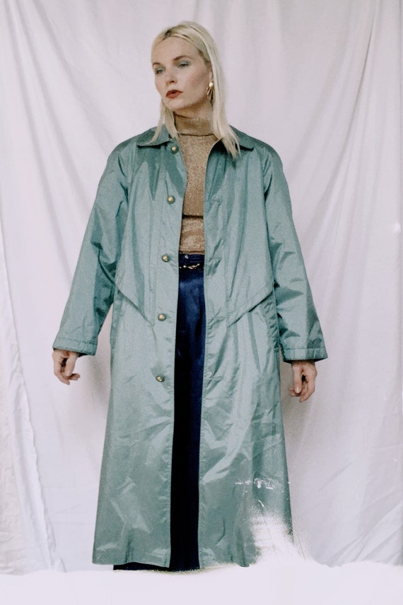 Vintage 80s | Jade Nylon Trench