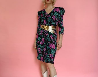 Vintage 80s Floral Button Down Dress