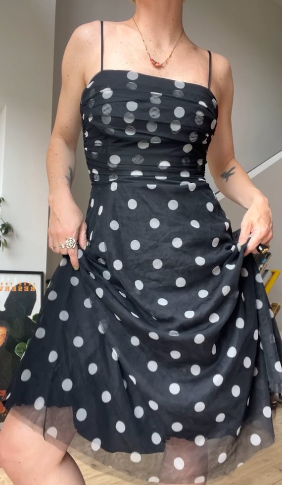VTG Y2K BW Polka Dot Tulle Dress