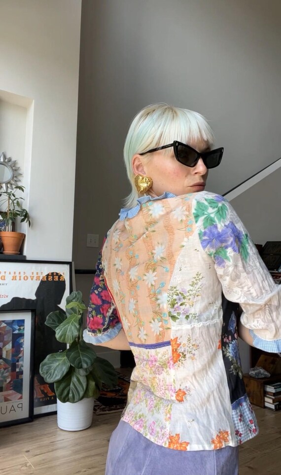 VTG 90s Patchwork Blouse - image 2
