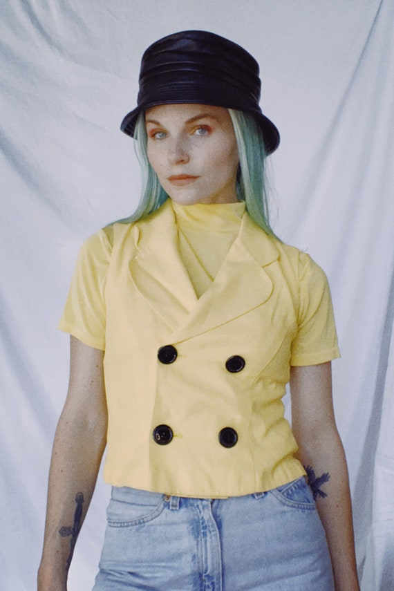 Vintage 80s | Yellow/Black Fitted Vest