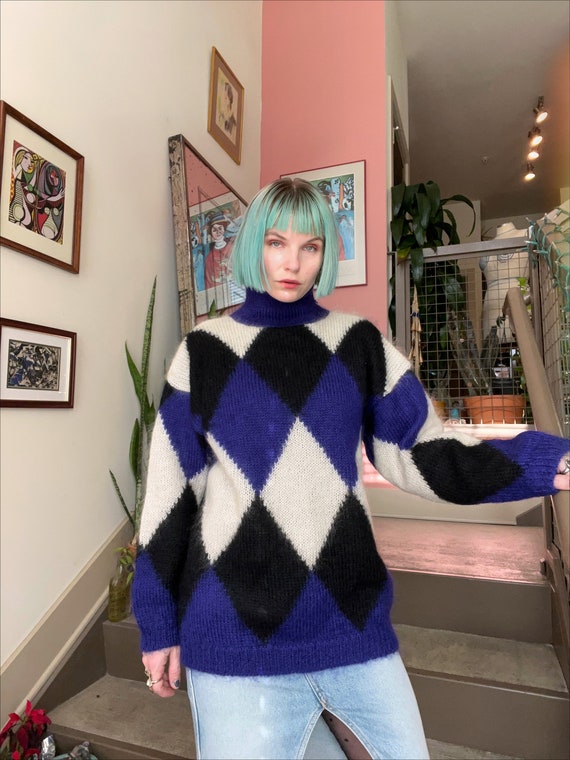 Vintage Harlequin Mohair Blend Sweater