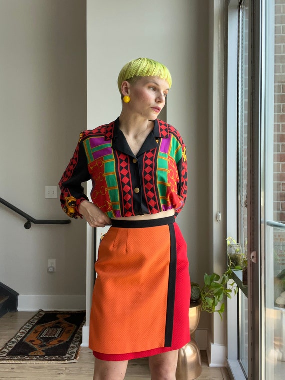 VTG Hannah Hardy Color Block Mini Skirt